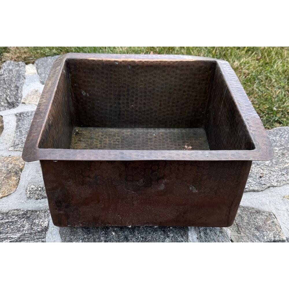 Native Trails Cantina Hammered Copper Bar Prep Sink 14x14 Undermount Square Used